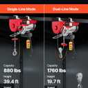VEVOR Electric Hoist 1760lbs with 14ft Wired Remote Control, Electric Hoist 110 Volt with 40ft Single Cable Lifting Height Motor, for Garage Warehouse Factory
