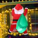 Jenaai 4 ft Christmas Inflatable Santa Claus Outdoor Decorations Climbing Hanging Santa Gift Bag with Build in LED Blow up Christmas Yard Decor for Xmas Porch Garden Lawn Vacation Indoor Outside