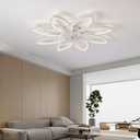 35" Ceiling Fans With Lights and Remote,Low Profile Ceiling Fan 6 Speed Super Quiet Reversible Motor,Modern Ceiling Fan With 3 color Stepless Dimmable for Bedroom/Living Room/Kids Room(White), 35.4"L x 35.4" W x 5.5" H