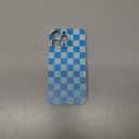 Case for iPhone 14 Pro Max, Cute Checkered Checkerboard Pattern Design Soft TPU Silicone Phone Case with Camera Protection Slim Shockproof Protective Case for Women Girls - Blue