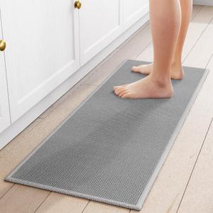 Kitchen Mat 1 PCS, Cushioned Non Slip Rugs for Kitchen Floor, Absorbent Runner Comfort Standing Mats Washable for Kitchen, Office, Home (Grey, 17.3"x47")