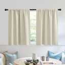 RYB HOME RV Curtains for Camper Windows - Soft Thermal Insulated Small Window Curtain Tiers for Cafe Kitchen Bedroom Basement Glass Door Window, W 42 x L 30 inches, Geige, 2 Panels (Beige)