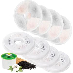 8 x 8 Pack Cat Water Fountain Replacement Filters Fit for 3L Flower Water Dispenser Automatic Pet Dog Cat Fountain Filter