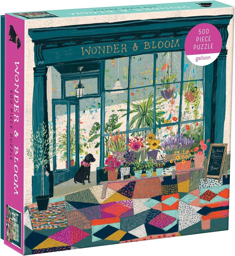 Galison Wonder & Bloom Puzzle, 500 Pieces, 20x20  Brightly Colored Scene of a Welcoming Local Plant Shop  Challenging, Perfect for Family Fun, Multicolor