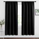 RYB HOME Bedroom Window Treatments Blackout Curtains (42 Wide x 72 Long, Black, 2 Pieces) Blackout Rod Pockets Drapes Panels Windows Shades Energy Efficient Privacy Protect for Living Room