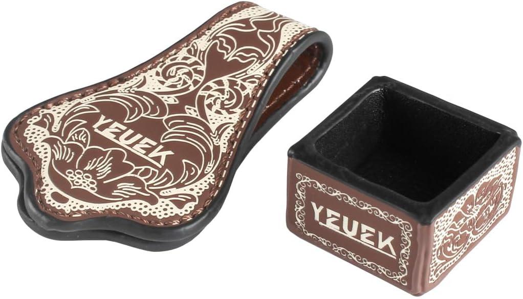 Leather Magnetic Chalk Holder,Portable Pool Cue Chalk Holder with Fixed Clip,Silent Chalk Holder Pool Billiards,Pool Cue Chalk Case for Square Pool Billiards Pool Table Accessories (Brown)
