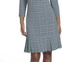 Tommy Hilfiger Women's 3/4 Sleeve Crew Neck Double Ruffle Hem Jersey Shift Mini Dress