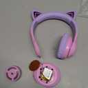 iClever Cat Ear Kids Bluetooth Headphones, LED Lights Up, 74/85dBA Volume Limited, 50H Playtime,Bluetooth 5.2, USB C, Kids Headphones Wireless for Travel iPad Tablet, Meow Macaron-Gradient Pink
