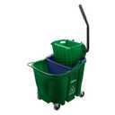 Carlisle FoodService Products Omnifit Mop Bucket with Side Press Wringer and Soiled Water Insert for Floor Cleaning, Kitchens, Restaurants, And Janitorial Use, Polypropylene (Pp), 35 Quarts, Green