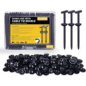 2 x Upgraded Nylon Universal Cable Tie Buckles - Nylon Zip Ties Holders Kit, Automotive Zipper Clips Self-Locking T Rivet Zipties for Car Fender Trunk Bumper Repair, Home & Garage(100Pcs)