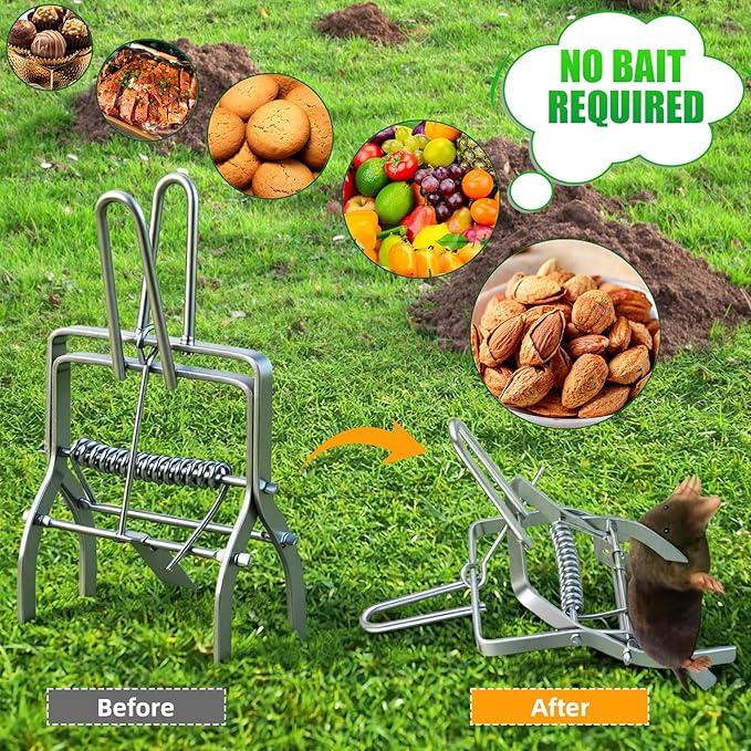 2 Pack Metal Mole & Gopher Trap Tactical Rat Vole Traps Outdoor,Reusable Heavy Duty Galvanized Steel Scissor Gopher Killer Gofer Traps Easy Set, Quick Capture Keep Moles Voles Out of Yard Lawn