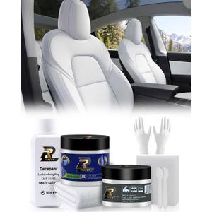 White Leather Recoloring Balm for Tesla,8PCS Leather Scratch & Color Restorer for Model Y/3/S/X  Fix Tears, Scuffs & Worn Areas, DIY Interior Restoration Kit (White)