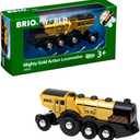 BRIO World Mighty Golden Action Locomotive - Battery Operated Toy Train for Wooden Track - Motorized Train with Lights & Sound - Works with All BRIO Sets - Exciting, Interactive Play - Ages 3 & Up