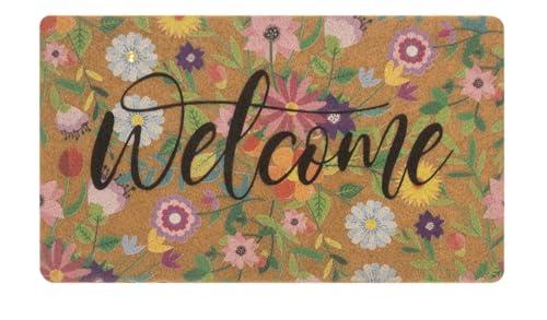 Spring Welcome Door-Mats Floral Coir Doormats - 30"x17"Non Slip Large Indoor Colorful Welcome Doormat for Entryway Outside Yard Home Decoration