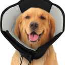 SUNFURA Dog Cone - Soft Cone for Dogs to Stop Licking, Pet E-Collar Alternative After Surgery, Adjustable Pet Recovery Collar for Wound Healing, Black Large