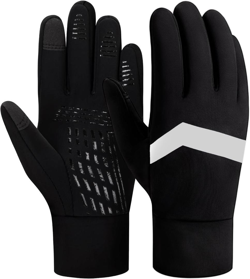 DARCHEN Kids Winter Gloves Black Cycling Gloves Running Water Repellent Touchscreen Warm Fleece Anti-slip for Boys Girls Age 4-12 Years Old Cycling Football Gloves