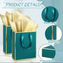 Yeaqee 24 Pack Metallic Paper Gift Bags with Handle and Tissue 9x7x3.1 Gold Foil Welcome Thank You Favor Bags Return Gifts for Wedding Mothers Graduation Bridesmaid Birthday(Turquoise, Gold)