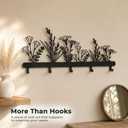 Happenings Flower Hooks for Wall, Decorative Metal Coat Rack with 5 Hooks