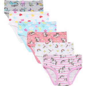 Slenily Little Girls' Soft Cotton Underwear Kids Cool Breathable Comfort Panty Briefs Toddler Undies (Pack of 6)