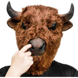 AQKILO American Bison Mask Plush Animal Latex Full Head Realistic Masks Fancy Dress for Halloween Carnival Costume Party