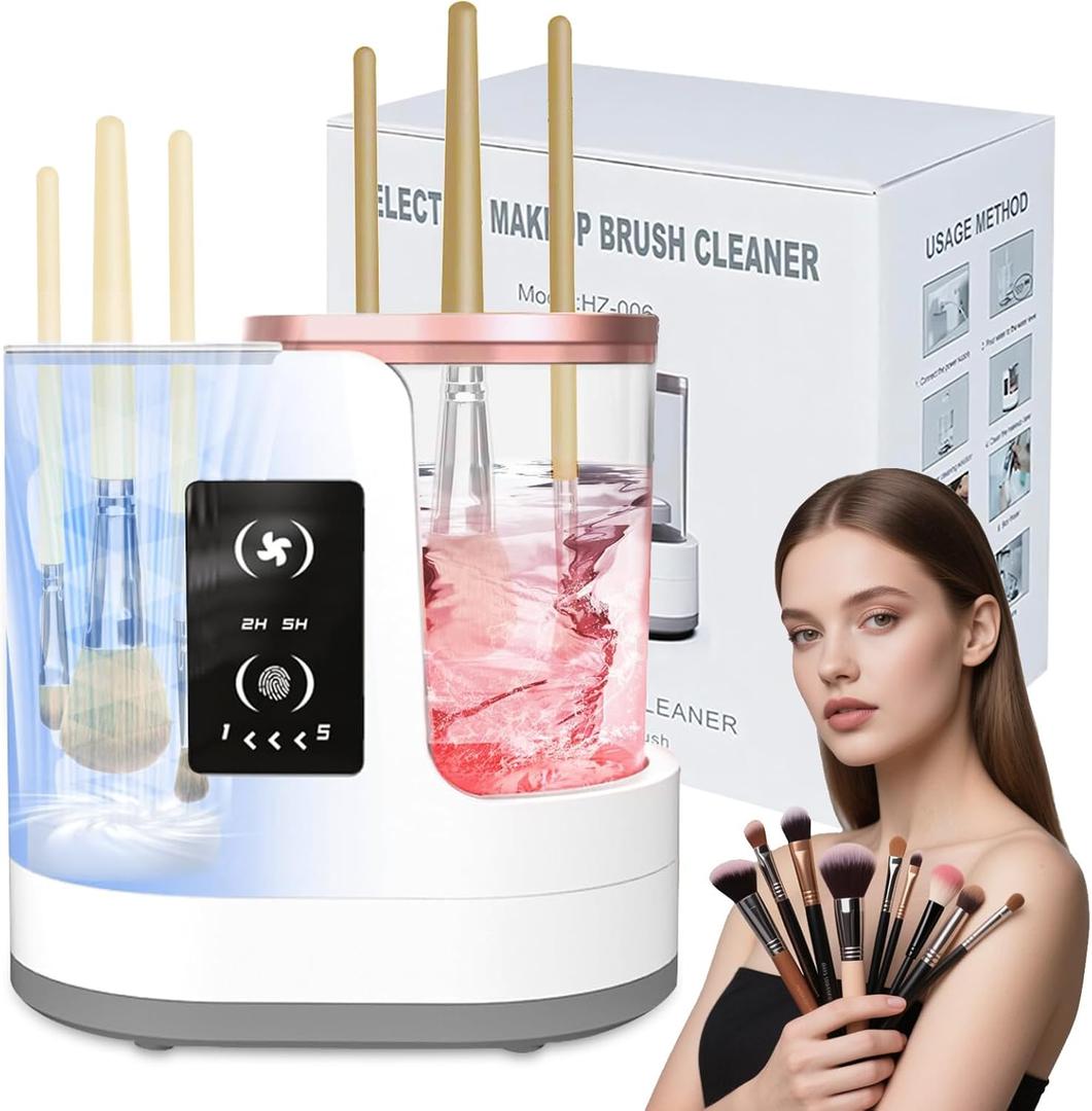 3-in-1 Electric Makeup Brush Cleaner with Dryer & HolderAutomatic USB Cleaning Machine for All Makeup Brush Sizes, Portable Quick-Dry Tool for Cosmetic Brushes