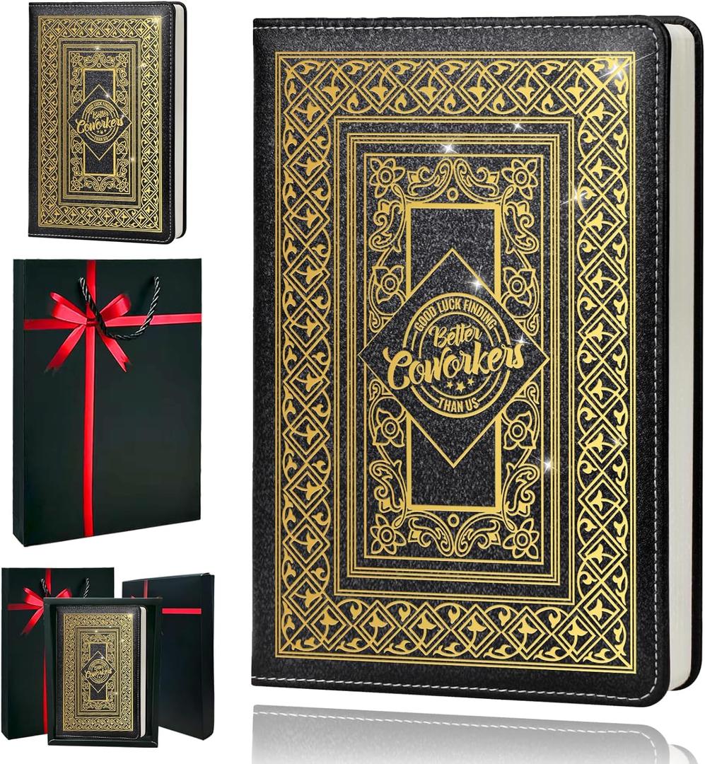 Appreciation Gifts For Coworkers,A5 Hardcover Leather Journal for Women - 200 Pages Premium Paper Notebook, Coworker Journal Notebook for School, Work (Coworker Black)