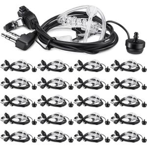 20 x Weewooday 20 Pack Walkie Talkies Earpiece with Mic Radio 2 Pin Acoustic Tube Headset Earpiece Compatible with Baofeng UV-5R Retevis H-777 RT1 RT21 RT22 Arcshell AR-5 2 Way Radio