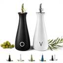 Oil and Vinegar Dispenser Set with Self-Closing Stainless Steel Spouts - 530 ML Capacity Matte Ceramic Leak Proof EVOO & Vinegar Dispensing Bottle Set of 2 - Olive Oil and Vinegar Dispenser Bottle Set