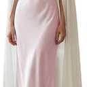 Women Chiffon Long Cape High Low Flowy Poncho Sheer Mesh Shawl and Wraps Capelets Bridal Wedding Evening (One Size, White)