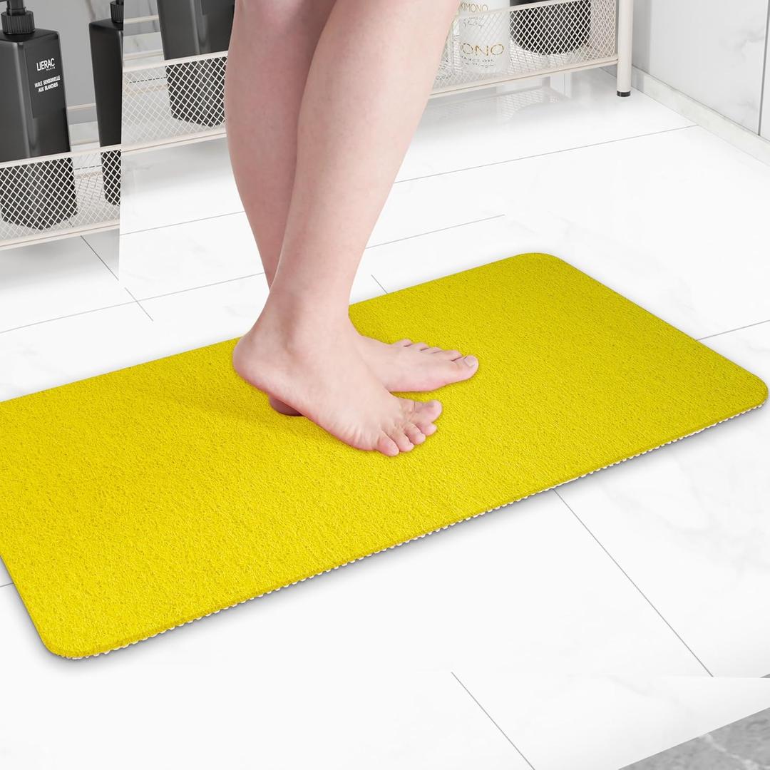 Non-Slip Bathtub Mat, Anti Slip Shower Mat, Fast Drying Bathtub Mats, Foot Scrubber Mat, Anti Slip Mat for Tub, Floor, Bathroom, Kitchen, Home, Hotel (Yellow 40"28")