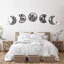 Jetec 5 Pcs Moon Phase Wall Hanging Decor Art Above Bed 10.6" H Boho Moon Phase Wood Wall Pediment Ornament for Living Room Bedroom Home Decoration Room Apartment Bar(Black)