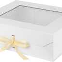 Extra Large White Gift Box White for Presents with Ribbon 19x16x6 Inches Clear Gift Box with Window Magnetic Closure Gift Boxes with Lids, 1 count