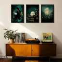 3Pcs Dark Academia Canvas Wall Art Moody Victorian Woman Reading Book Pictures Wall Decor Mystical Gothic Vintage Halloween Posters Prints for Bedroom Living Room Home Decoration(Frameless)