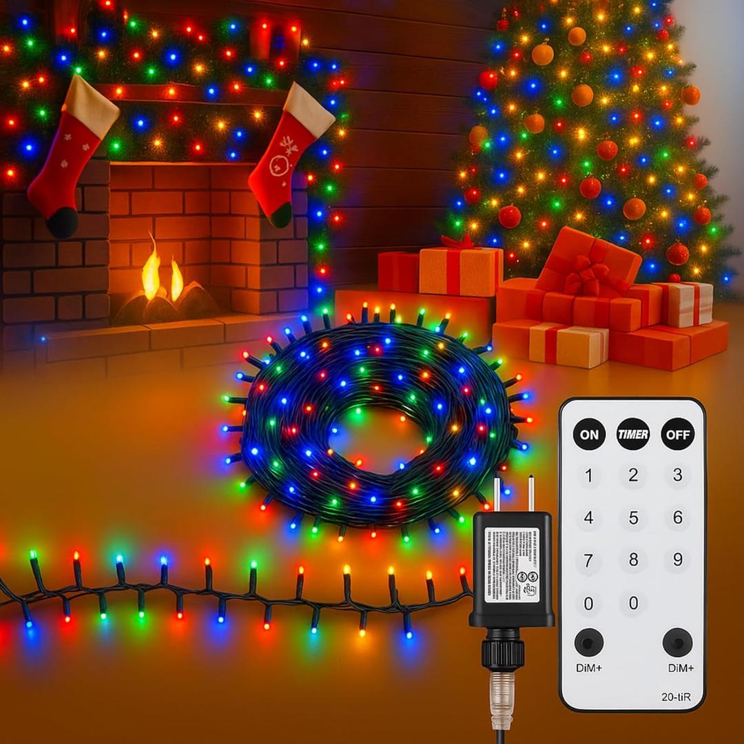50Ft 1000 LED Cluster Lights for Christmas Tree Plug in Firecrackers String Light with Remote 8 Modes Timer Memory Waterproof Twinkle Fairy Decor for Xmas Tree Garland Window Decor(Colorful Light)