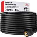 YAMATIC Pressure Washer Hose 25FT 1/4" Kink Resistant M22 Brass Fitting Power Washer Hose Replacement for Ryobi, Troy Bilt, Greenworks, CRAFTSMAN & More High PressureWashers, 3200 PSI