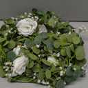 Anna's Whimsy 5.91FT Artificial Eucalyptus Garland with Flowers, Fake Flower Rose Gypsophila, Faux Floral Greenery Garland for Wedding Spring Home Party Craft Art Table Runner Decor
