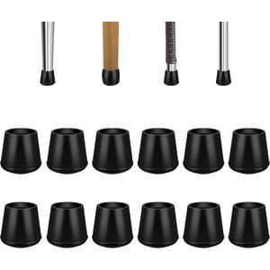 VOCOMO 5/8" Round Rubber Chair Leg Tips Caps, 16 Pack Small Chair Leg Floor Protectors Small Furniture Legs Caps Non Slip Reduce Noise for Hardwood Floors (Black, Fit: 16mm to 17mm)