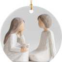 Thyle Christmas Bestie Friend Gifts for Women, Printed Ceramic Sister Christmas Ornament, Not a Carved Sculpture, Holiday Friendship Ceramic Gifts for Xmas Tree Decoration