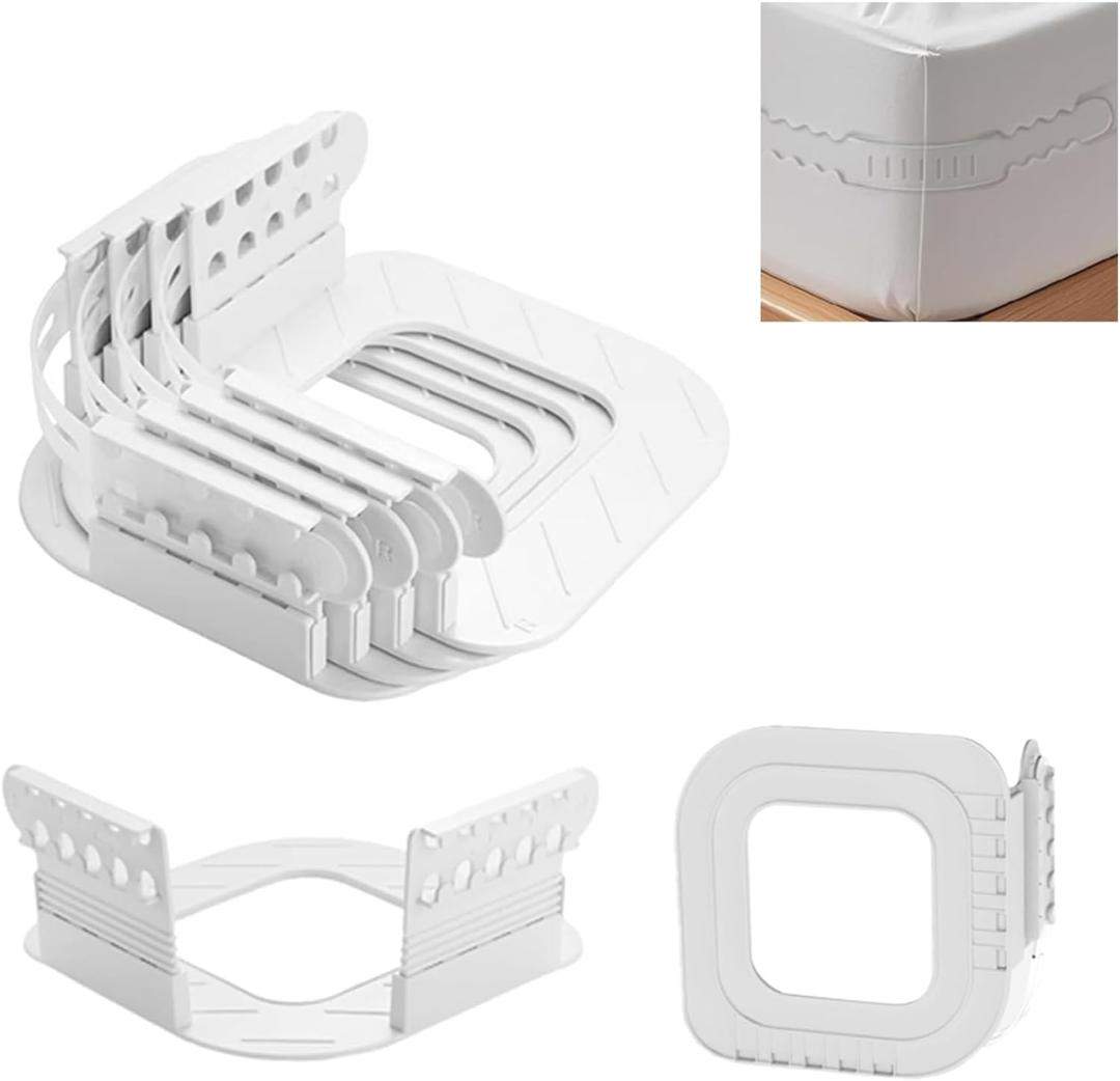 4-Pack Bed Sheet Holders  Small Hidden Clips for Corners, Universal Fit for All Mattress Sizes (Twin, Queen, King)  No-Slip Grips, Easy Install, Keeps Sheets Tight & Wrinkle-Free