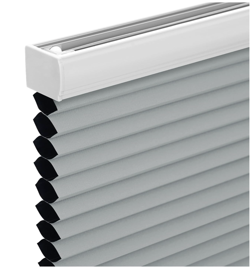 Changshade Cordless Cellular Shades, Light Filtering Honeycomb Shades for Windows, Pull Down Pleated Blinds, Easy to Install for Indoor Windows and French Doors,23" W x 64" H, Grey