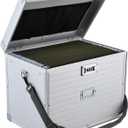 File Storage Cabinet File Organizer Document Organizer File Box in Office and Home with Combination Lock with 20 Letter Size Hanging Files (Stripe Silver)