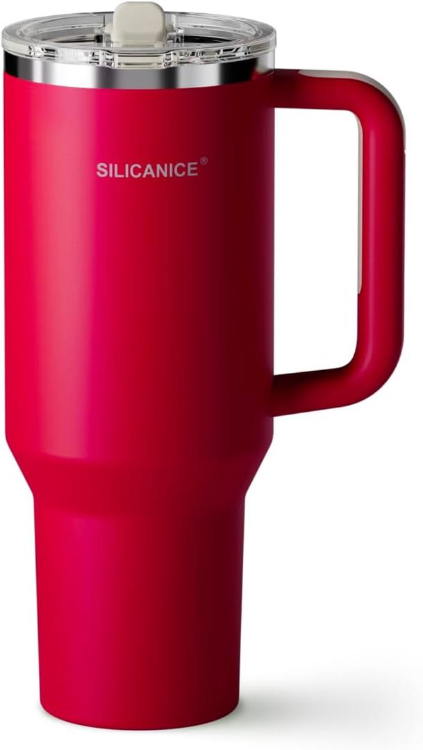 Easy Clean Pro Tumbler - 40 oz Water Bottle with Handle & Quick-Disassemble Flip Straw, Leak Resitance,Double Wall Insulated Stainless Steel, Dishwasher Safe, BPA-Free,Gifts for Women & Men (Red)