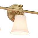 Bathroom Vanity Light Fixtures, Traditional Aged Brass 3 Lights Wall Sconce Lighting with Opal Glass Shade, Porch Wall Mount Light Fixture for Bathroom, Mirror Cabinets Hallway Stairs