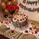 Conelist 18 Pcs Cheetah Cherry Birthday Candles Cute Cherry Shaped & Leopard Taper Cake Candles Decoration Cupcake Topper Decor for Birthday Bachelorette Wedding Party Supplies