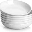 Y YHY Pasta Bowls, 30oz Salad Bowls White Soup Bowls Large Pasta Serving Bowl Porcelain Pasta Plates Wide and Shallow Bowls Set of 6 Microwave Dishwasher Safe Valentines Day Gift (30 OZ-8.5 INCH)