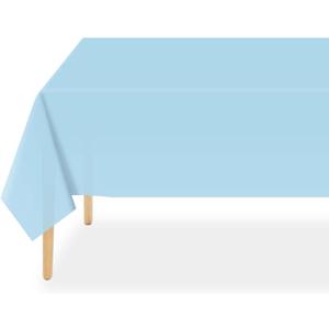 QIKSION Light Blue Plastic Table Cloth Disposable 2 Pack, 54 x 108 Inch Tablecloths for Baby Shower Birthday Party, Easter Decorations, Rectangle Table Cover