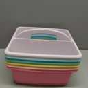 6 Pack Plastic Classroom Organizer Caddy with Handle, Pastel