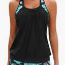 Yonique Two Piece Tankini Bathing Suits T-Back Blouson Swim Tops with Boy Shorts Women Swimsuits Sporty Swimwear,XL