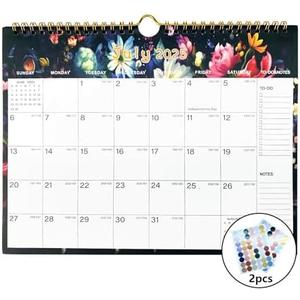2 x Calendar 2025-2026 - Durable Thick Paper, Includes July 2025 to December 2026, 11 x 8.5 Inches for Home & Office Planning With Holiday Marking Stickers (B)