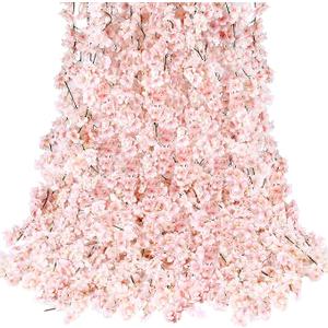 Cherry Blossom Garland,  Artificial Cherry Flower Vines
Pink Silk Sakura Vine Hanging for Wedding Party Arch Office Table Spring Summer Valentine Floral Home Decor